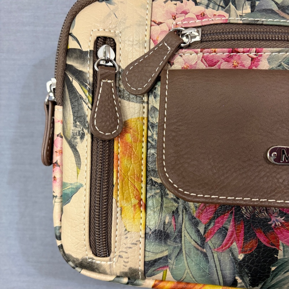 Multisac Multi Compartment Zippy Crossbody Purse Bag Valencia Floral Brown - Picture 4 of 16